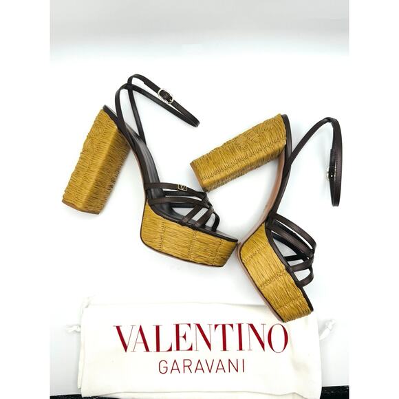 VALENTINO GARAVANI cacao & Tobacco Raflower espadrille Sandal 40 - Picture 9 of 16